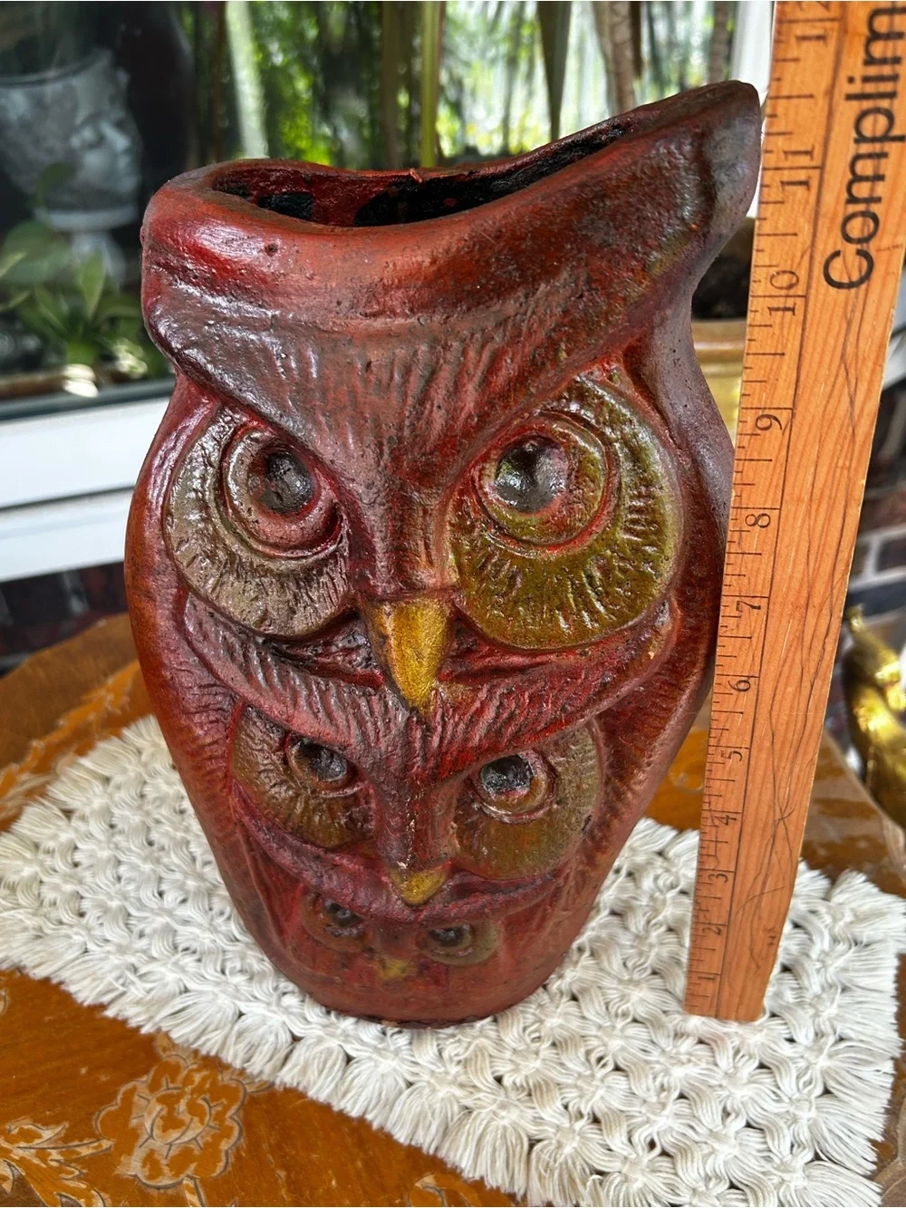 Vintage Mexican Folk Art Owl Vase